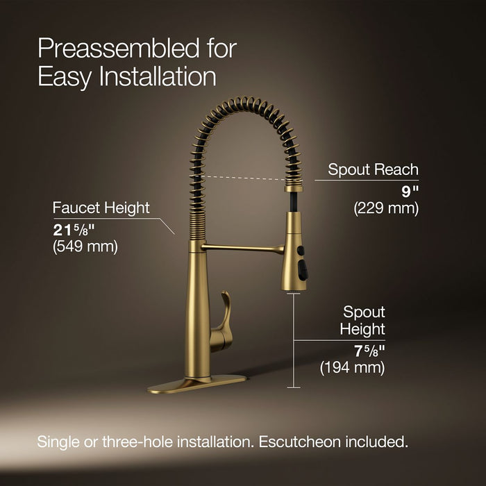 KOHLER K-22033 Simplice Semi-professional kitchen sink faucet with three-function sprayhead
