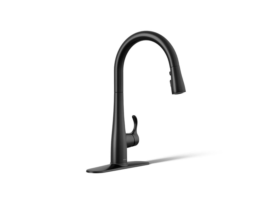 KOHLER K-22036 Simplice Touchless pull-down kitchen sink faucet with three-function sprayhead, matte black