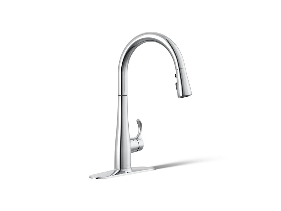 KOHLER K-22036 Simplice Touchless pull-down kitchen sink faucet with three-function sprayhead, polished chrome