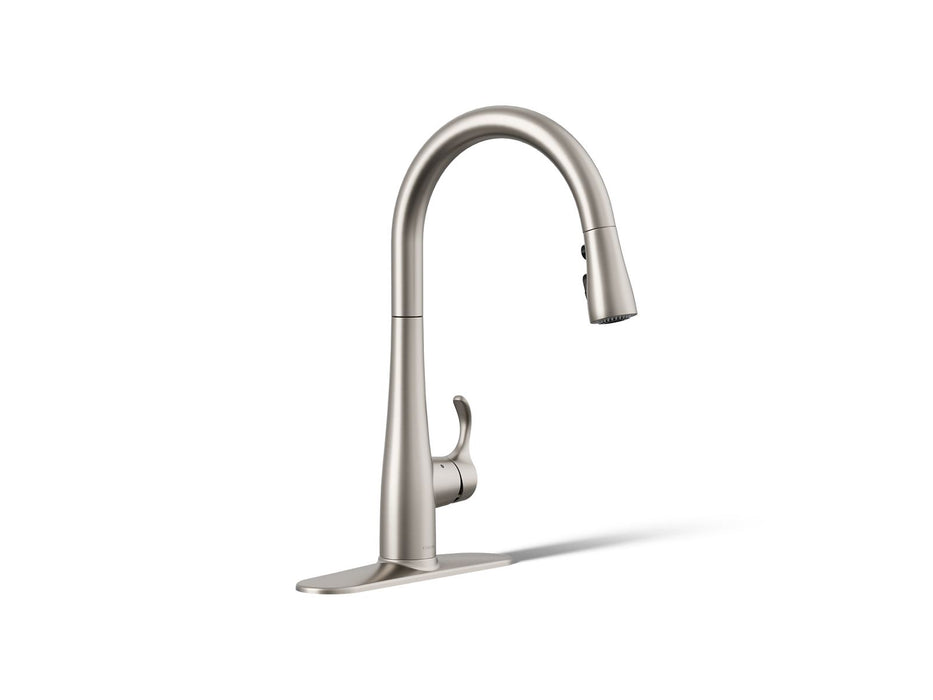 KOHLER K-22036 Simplice Touchless pull-down kitchen sink faucet with three-function sprayhead, vibrant stainless