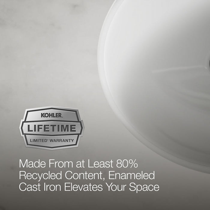 KOHLER K-2205 Caxton 19-1/4" oval undermount bathroom sink, no overflow