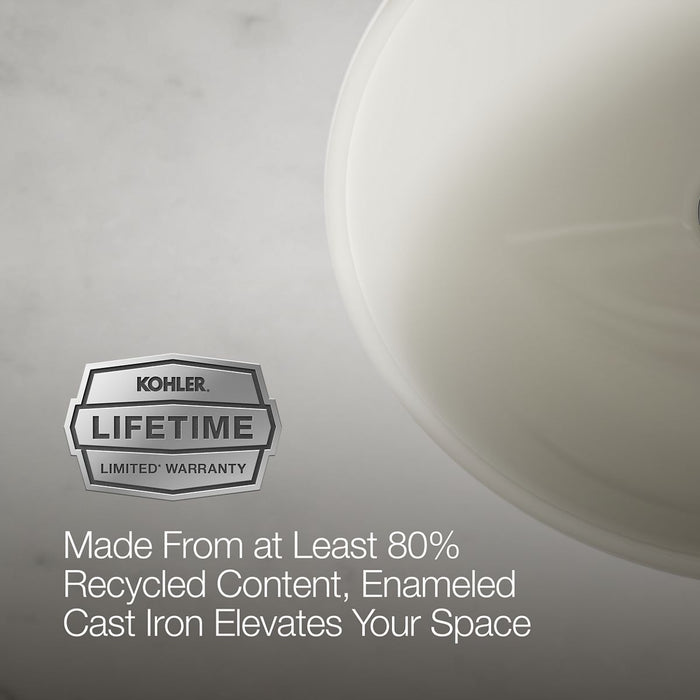 KOHLER K-2205-G Caxton 19-1/4" oval undermount bathroom sink with glazed underside, no overflow, biscuit - view 2