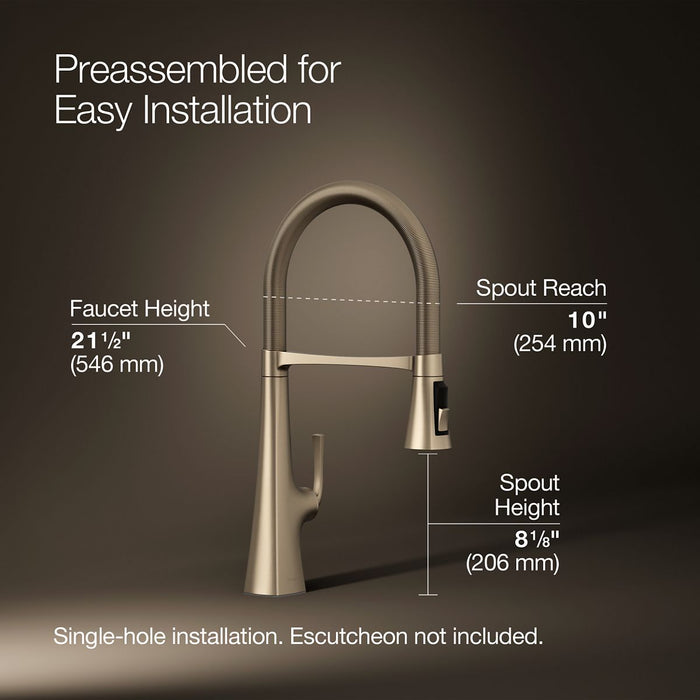 KOHLER K-22061 Graze Semi-professional kitchen sink faucet with three-function sprayhead