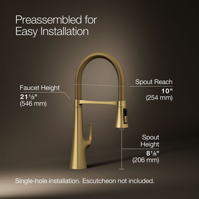 KOHLER K-22061 Graze Semi-professional kitchen sink faucet with three-function sprayhead