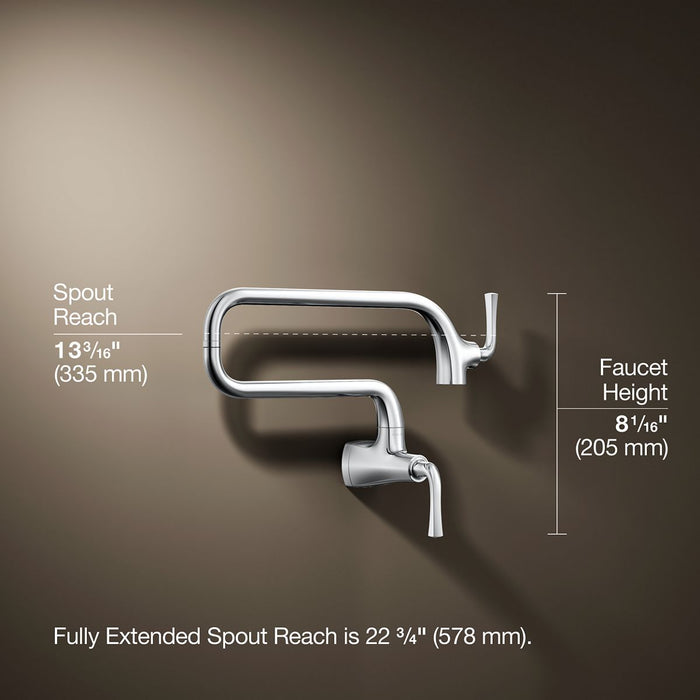 KOHLER K-22066 Graze Wall-mount pot filler, polished chrome - view 4
