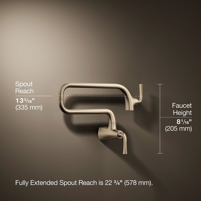 KOHLER K-22066 Graze Wall-mount pot filler, vibrant brushed bronze - view 4