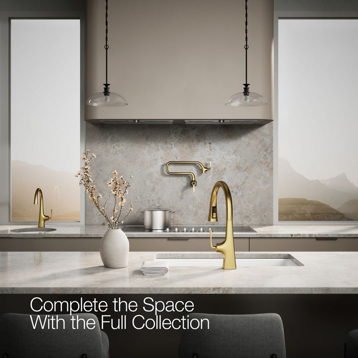 KOHLER K-22066 Graze Wall-mount pot filler, vibrant brushed moderne brass - view 2