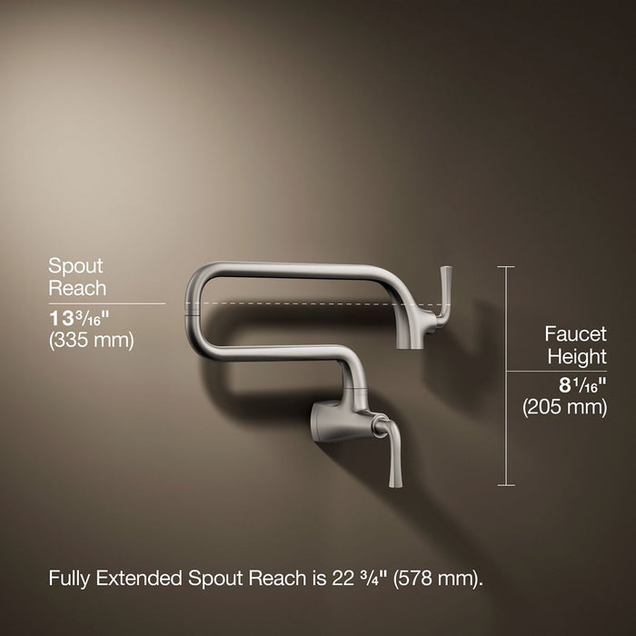 KOHLER K-22066 Graze Wall-mount pot filler, vibrant stainless - view 4