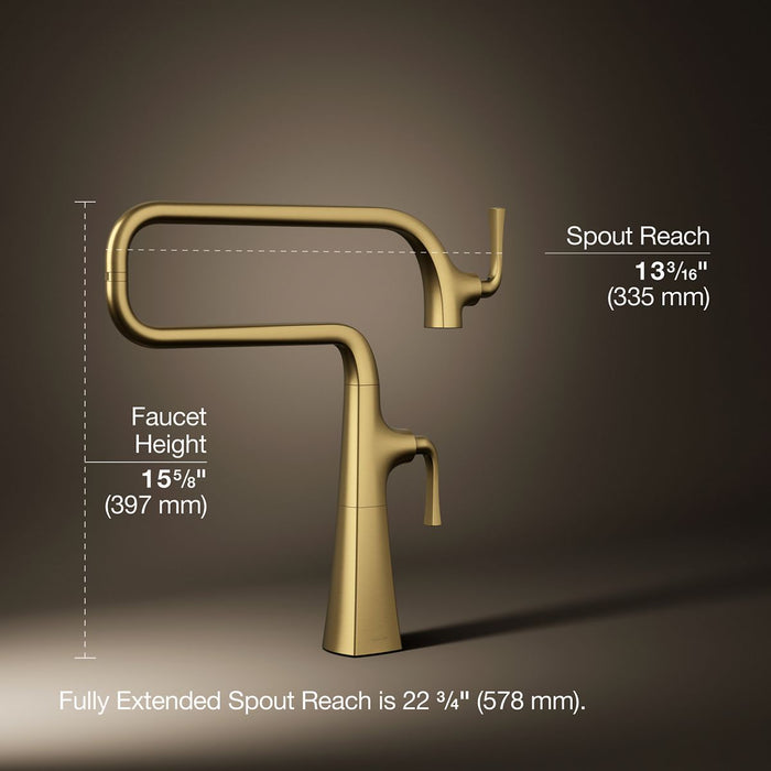KOHLER K-22067 Graze Deck-mount pot filler, vibrant brushed moderne brass - view 4