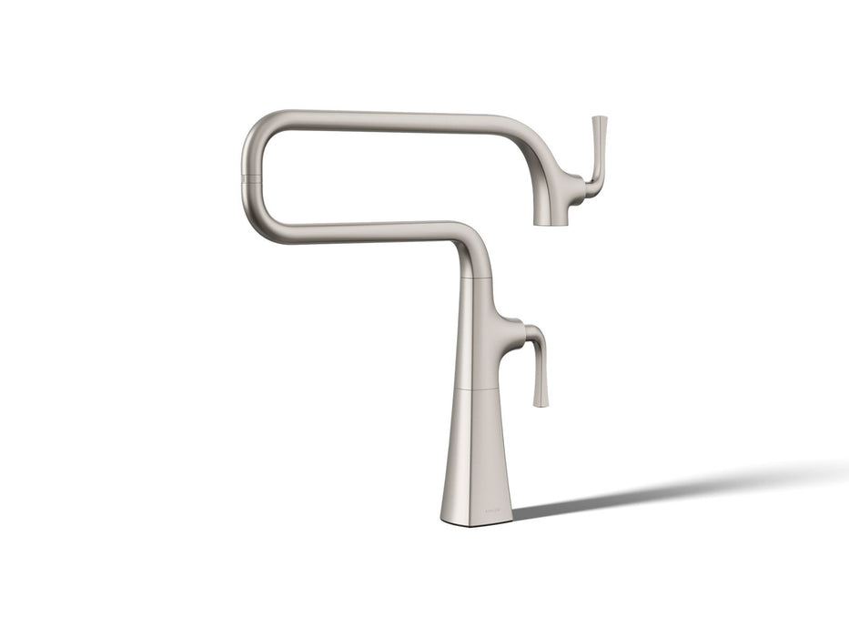 KOHLER K-22067 Graze Deck-mount pot filler, vibrant stainless