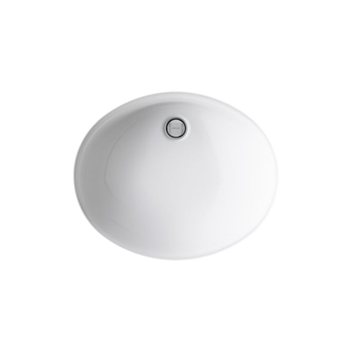 KOHLER K-2210-G Caxton 19-1/4" oval undermount bathroom sink with glazed underside, no overflow