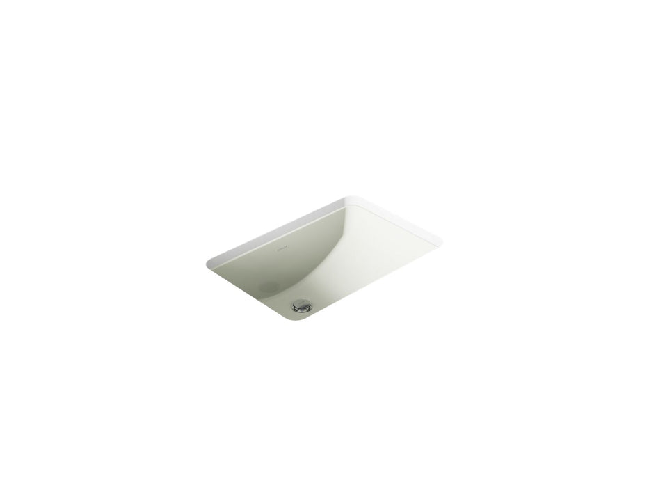 KOHLER K-2214-G Ladena 21" rectangular undermount bathroom sink with glazed underside, no overflow