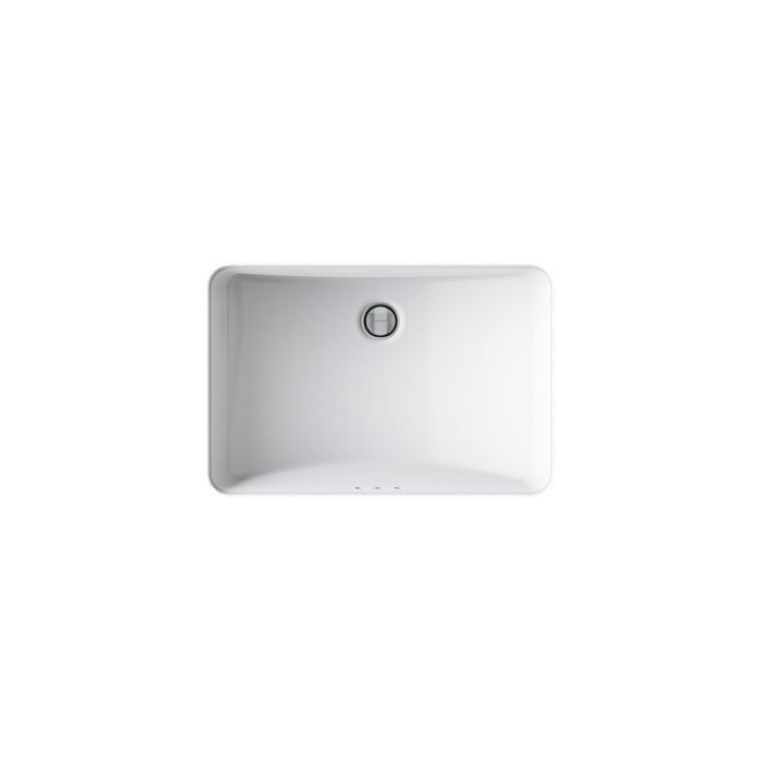 KOHLER K-2214-G Ladena 21" rectangular undermount bathroom sink with glazed underside, no overflow