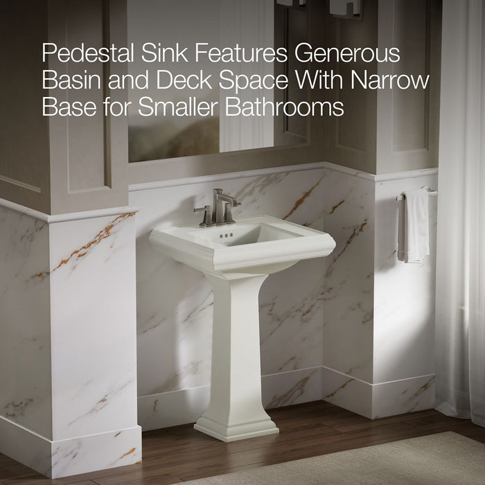 KOHLER K-2238-4 Memoirs 24-1/4" rectangular pedestal bathroom sink, dune - view 4