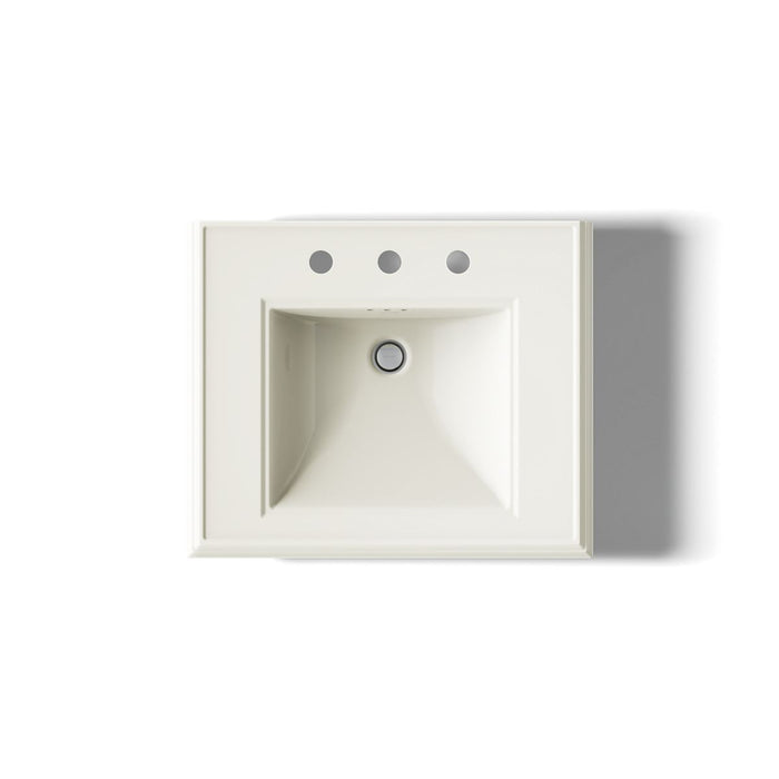KOHLER K-2238-8 Memoirs 24-1/4" rectangular pedestal bathroom sink, biscuit - view 3