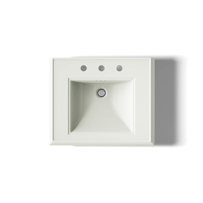 KOHLER K-2238-8 Memoirs 24-1/4" rectangular pedestal bathroom sink, dune - view 3