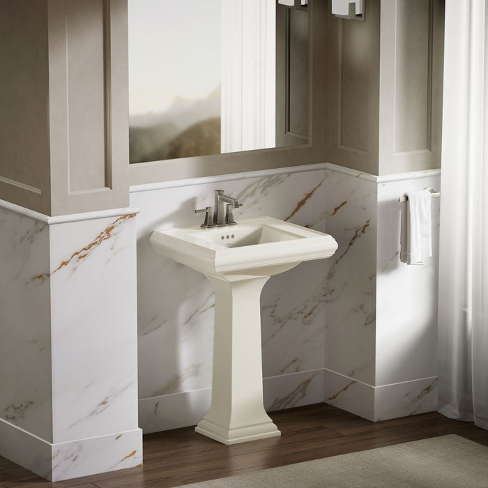 KOHLER K-2239-4 Memoirs Pedestal/console table bathroom sink basin with 4" centerset faucet holes, biscuit - view 4