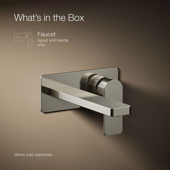 KOHLER K-22567-4 Parallel Wall-mount single-handle bathroom sink faucet, 1.2 gpm, vibrant polished nickel - view 5