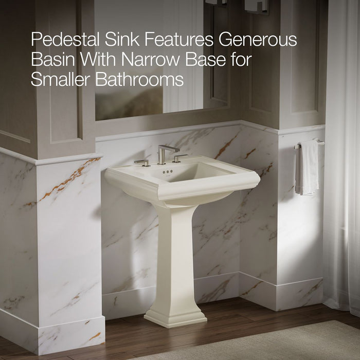 KOHLER K-2258-8 Memoirs 27-1/4" rectangular pedestal bathroom sink, biscuit - view 4