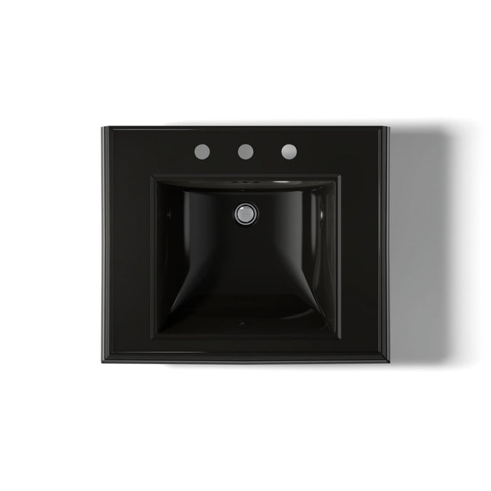 KOHLER K-2258-8 Memoirs 27-1/4" rectangular pedestal bathroom sink, black black - view 3