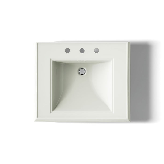 KOHLER K-2258-8 Memoirs 27-1/4" rectangular pedestal bathroom sink, dune - view 3