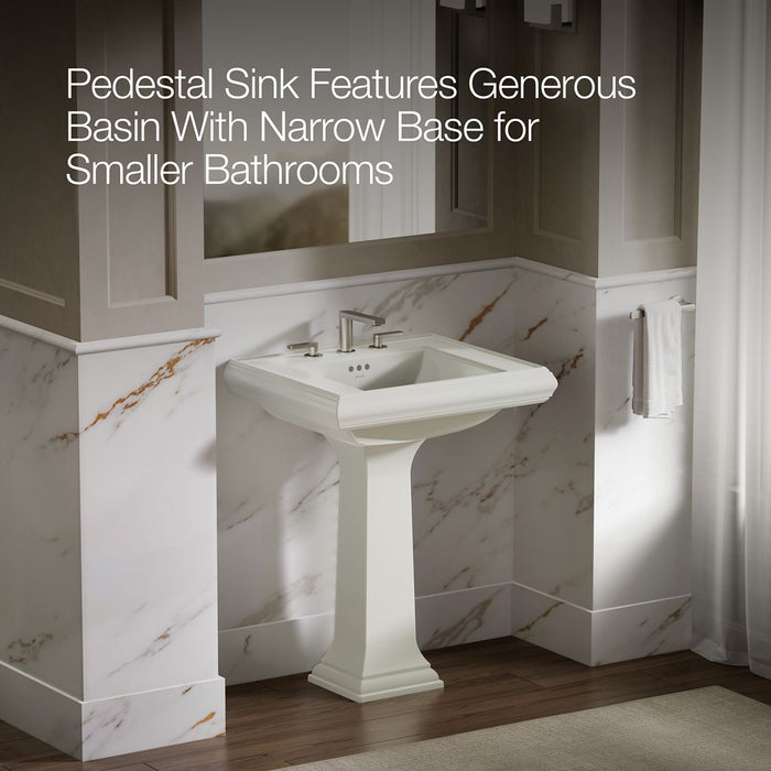 KOHLER K-2258-8 Memoirs 27-1/4" rectangular pedestal bathroom sink, dune - view 5