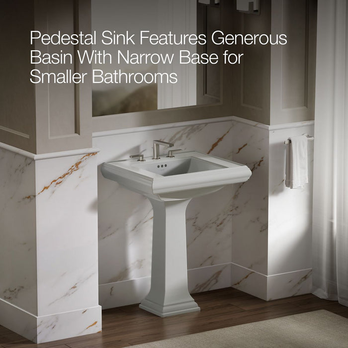 KOHLER K-2258-8 Memoirs 27-1/4" rectangular pedestal bathroom sink, ice grey - view 4