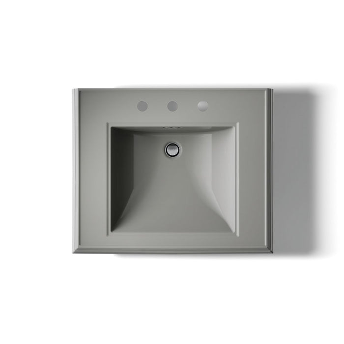 KOHLER K-2258-8 Memoirs 27-1/4" rectangular pedestal bathroom sink, thunder grey - view 3