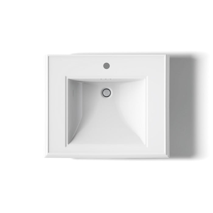 KOHLER K-2259-1 Memoirs Pedestal/console table bathroom sink basin with single faucet-hole drilling, white - view 3