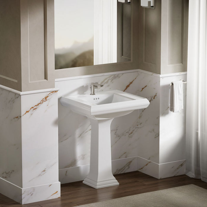 KOHLER K-2259-1 Memoirs Pedestal/console table bathroom sink basin with single faucet-hole drilling, white - view 4