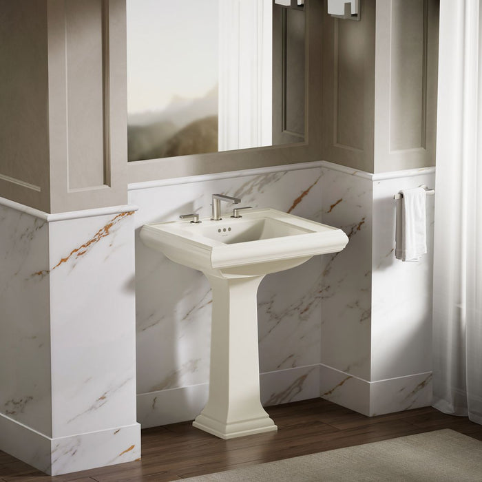 KOHLER K-2259-8 Memoirs Pedestal/console table bathroom sink basin with 8" widespread faucet holes, biscuit - view 4