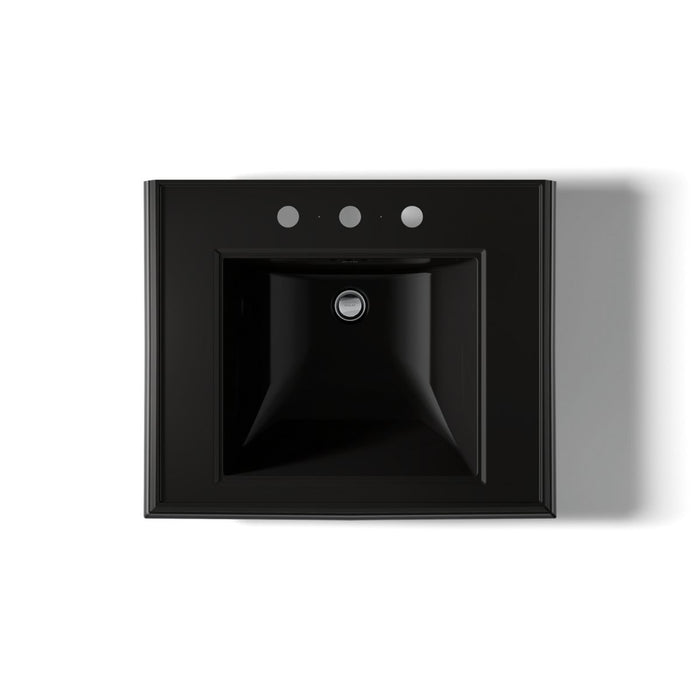 KOHLER K-2259-8 Memoirs Pedestal/console table bathroom sink basin with 8" widespread faucet holes, black black - view 3