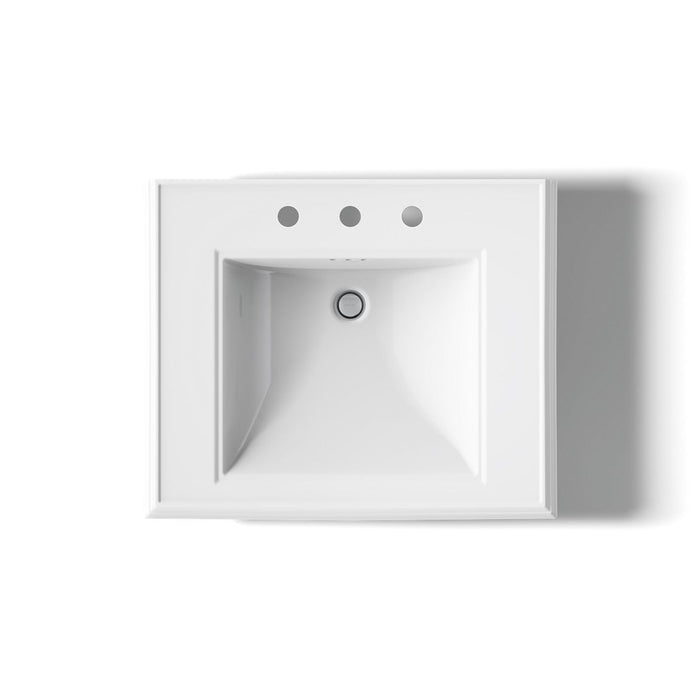KOHLER K-2259-8 Memoirs Pedestal/console table bathroom sink basin with 8" widespread faucet holes, white - view 4