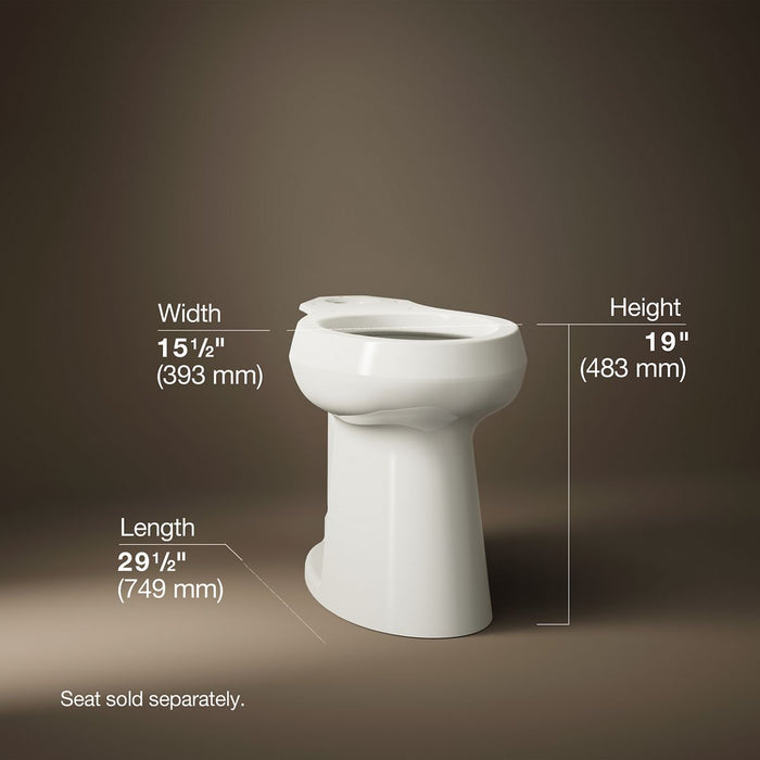 KOHLER K-22661 Highline Tall elongated toilet bowl, biscuit - view 3
