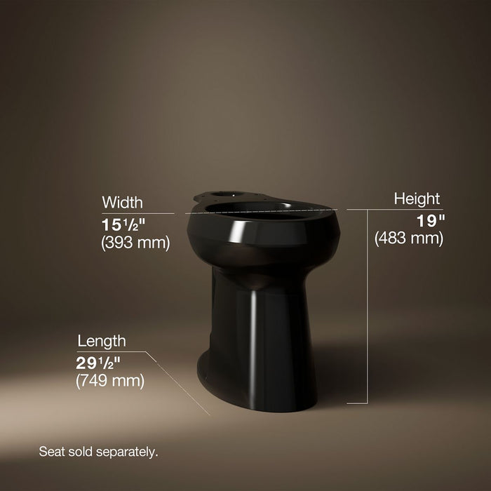 KOHLER K-22661 Highline Tall elongated toilet bowl, black black - view 3