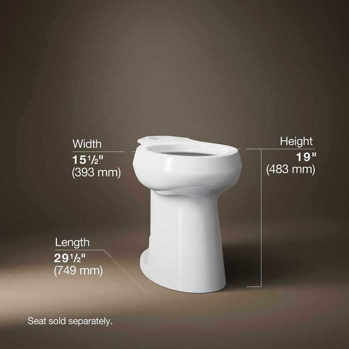 KOHLER K-22661 Highline Tall elongated toilet bowl, white - view 3