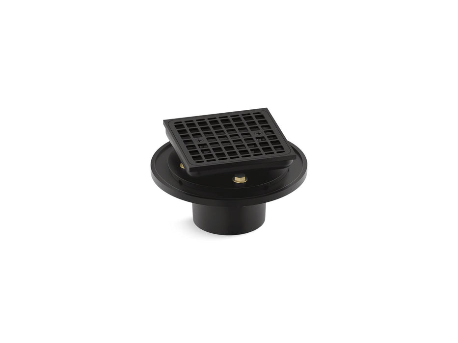 KOHLER K-22673 Clearflo Square brass tile-in shower drain, matte black