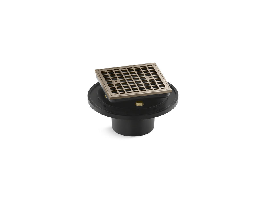 KOHLER K-22673 Clearflo Square brass tile-in shower drain, vibrant brushed bronze