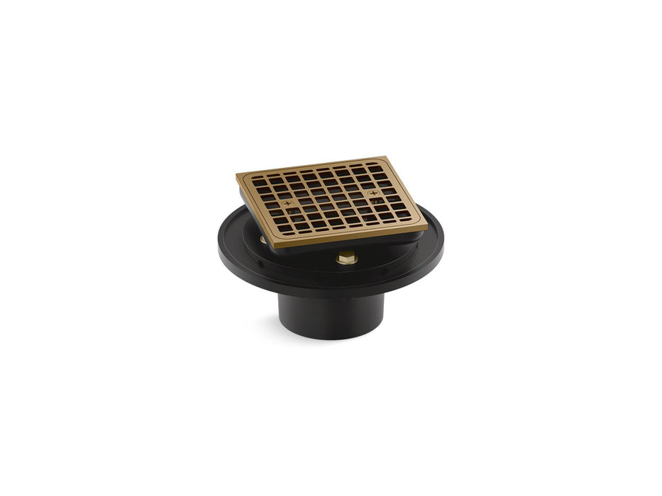 KOHLER K-22673 Clearflo Square brass tile-in shower drain, vibrant brushed moderne brass