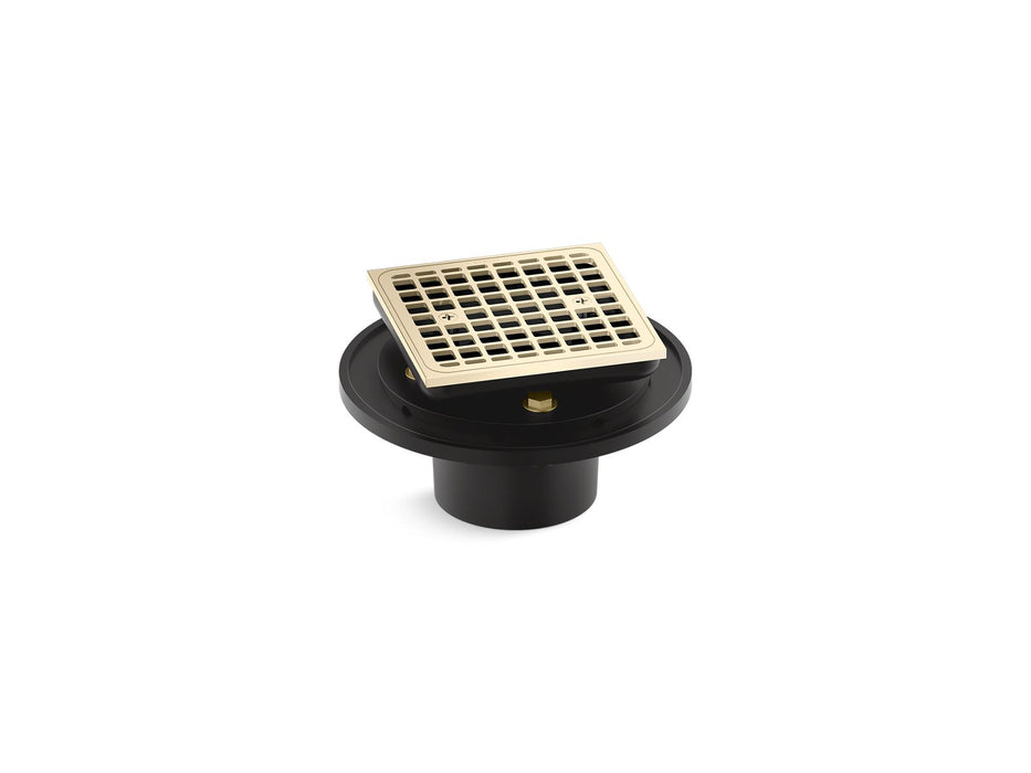 KOHLER K-22673 Clearflo Square brass tile-in shower drain, vibrant french gold