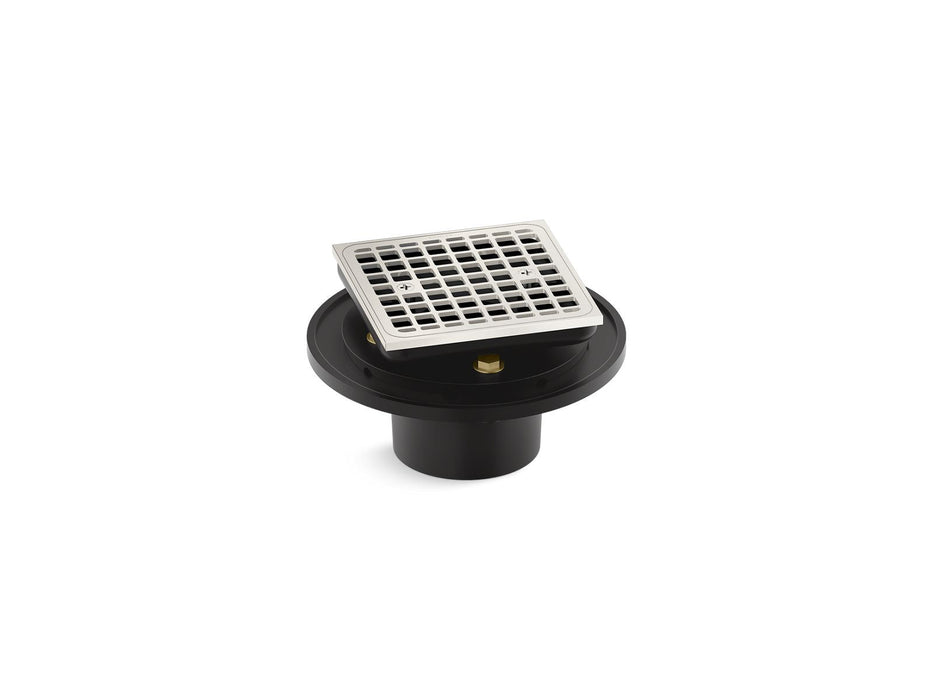 KOHLER K-22673 Clearflo Square brass tile-in shower drain, vibrant polished nickel