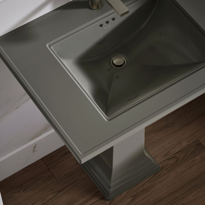 KOHLER K-2268-1 Memoirs Stately 30-3/4" Rectangular Pedestal Bathroom Sink, Thunder Grey - Shows close up detail of product i