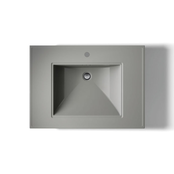 KOHLER K-2268-1 Memoirs Stately 30-3/4" Rectangular Pedestal Bathroom Sink, Thunder Grey - top view of product