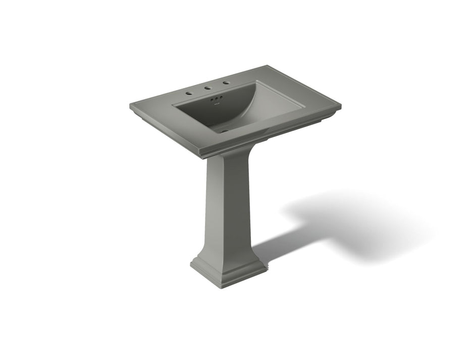 KOHLER K-2268-8 Memoirs Stately 30-3/4" Rectangular Pedestal Bathroom Sink, Thunder Grey - 3/4 view of product