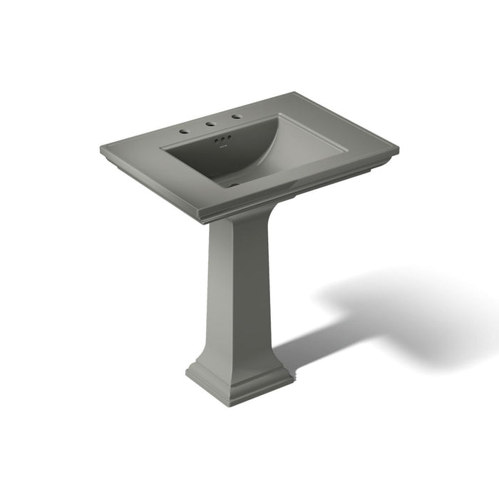 KOHLER K-2268-8 Memoirs Stately 30-3/4" Rectangular Pedestal Bathroom Sink, Thunder Grey - 3/4 view of product