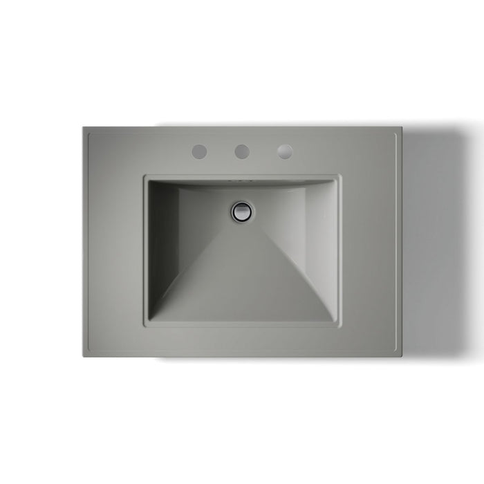 KOHLER K-2268-8 Memoirs Stately 30-3/4" Rectangular Pedestal Bathroom Sink, Thunder Grey - top view of product