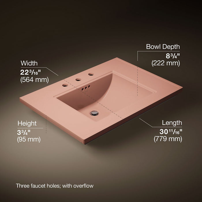 KOHLER K-2269-8 Memoirs 30" pedestal/console table bathroom sink, 150th peachblow - view 4