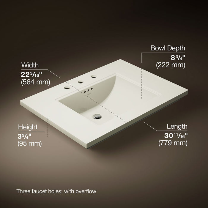 KOHLER K-2269-8 Memoirs 30" pedestal/console table bathroom sink, biscuit - view 4