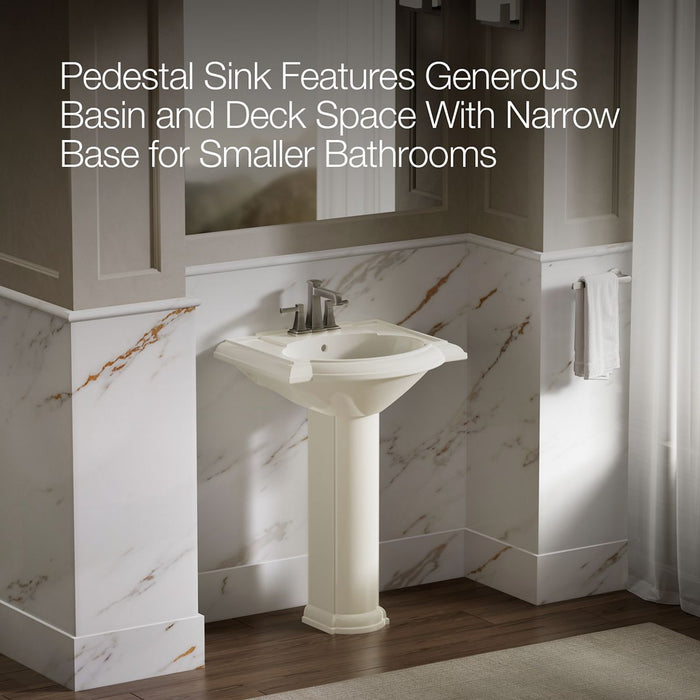 KOHLER K-2286-4 Devonshire 24-1/4" rectangular pedestal bathroom sink, biscuit - view 4