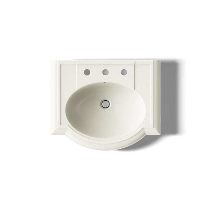 KOHLER K-2286-8 Devonshire 24-1/4" rectangular pedestal bathroom sink, biscuit - view 3